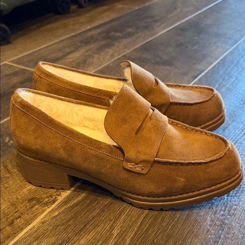 Cole Haan Women’s Suede Loafers in light brown